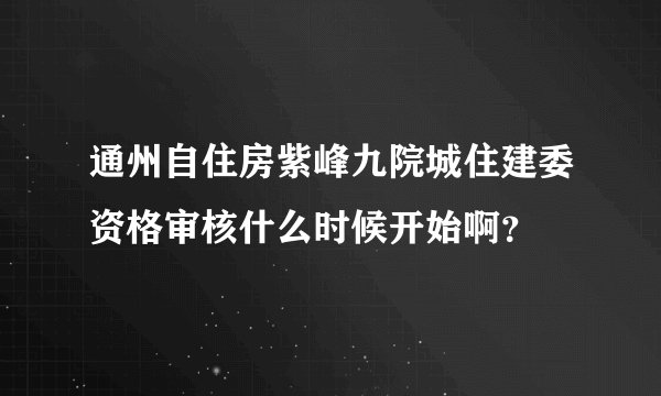 通州自住房紫峰九院城住建委资格审核什么时候开始啊？
