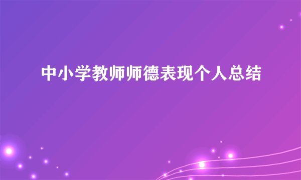 中小学教师师德表现个人总结
