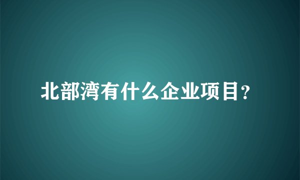 北部湾有什么企业项目?