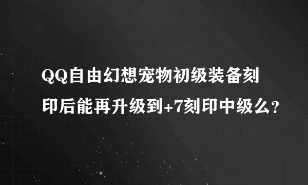 QQ自由幻想宠物初级装备刻印后能再升级到+7刻印中级么?
