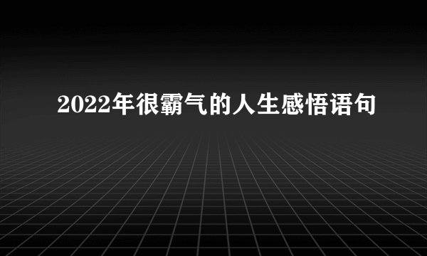 2022年很霸气的人生感悟语句