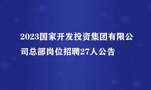2023国家开发投资集团有限公司总部岗位招聘27人公告