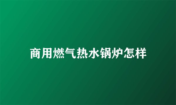 商用燃气热水锅炉怎样