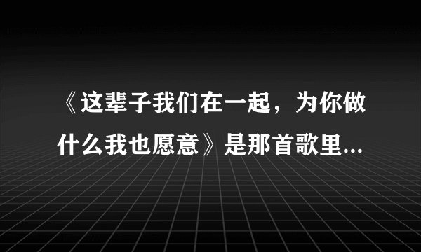 《这辈子我们在一起，为你做什么我也愿意》是那首歌里面的歌词？