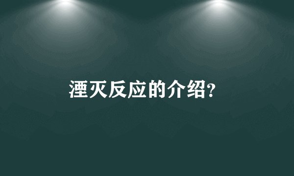 湮灭反应的介绍？