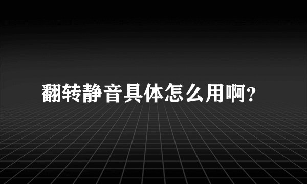 翻转静音具体怎么用啊？