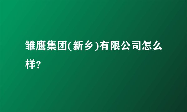 雏鹰集团(新乡)有限公司怎么样？