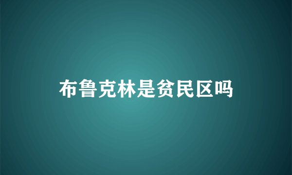 布鲁克林是贫民区吗