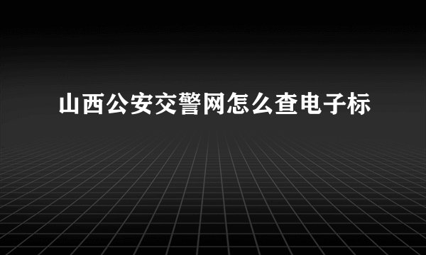 山西公安交警网怎么查电子标