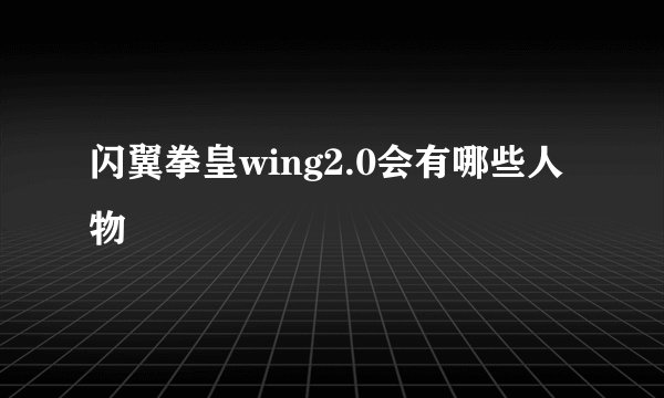 闪翼拳皇wing2.0会有哪些人物