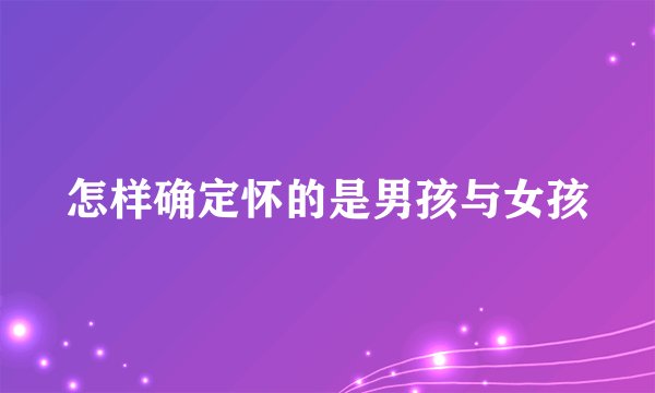 怎样确定怀的是男孩与女孩
