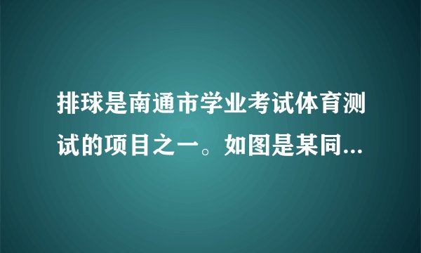排球是南通市学业考试体育测试的项目之一。如图是某同学排球考试时的场景。排球离开手后还能继续向上运动是因___;手击打排球的力___(大于$/$小于$/$等于）排球对手的作用力；排球上升到最高点时受力是___(平衡$/$不平衡）力。