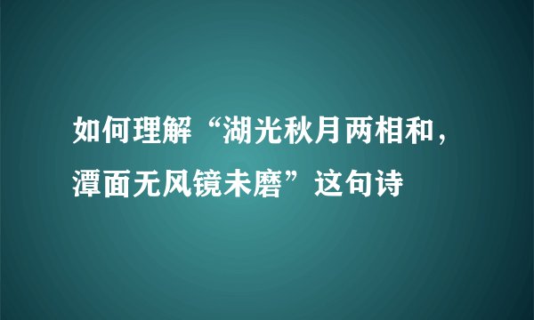 如何理解“湖光秋月两相和，潭面无风镜未磨”这句诗