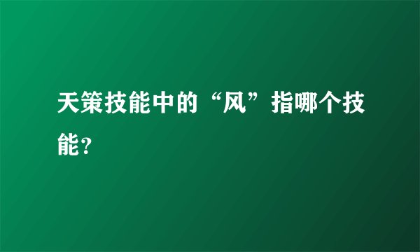 天策技能中的“风”指哪个技能?