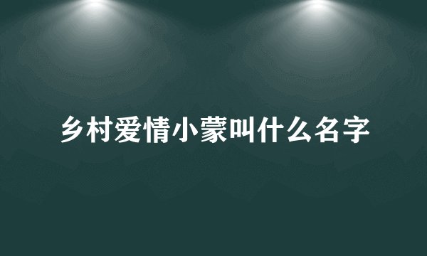 乡村爱情小蒙叫什么名字