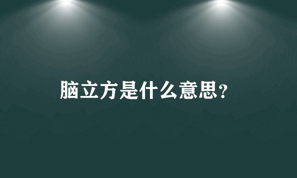 脑立方是什么意思?