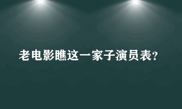 老电影瞧这一家子演员表？