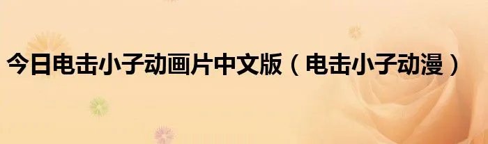 今日电击小子动画片中文版（电击小子动漫）