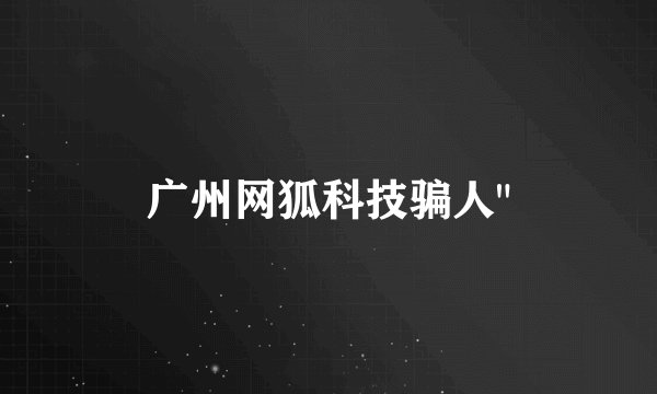 广州网狐科技骗人