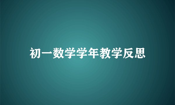 初一数学学年教学反思