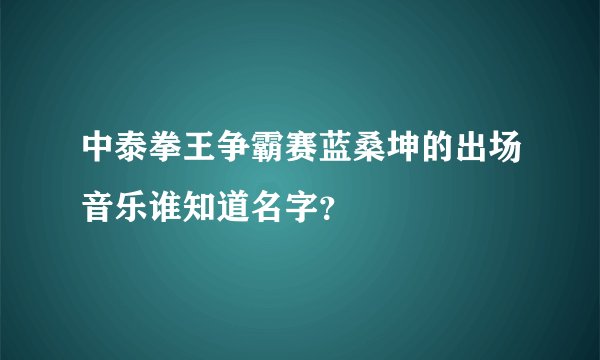 中泰拳王争霸赛蓝桑坤的出场音乐谁知道名字？