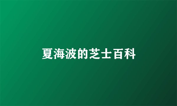 夏海波的芝士百科