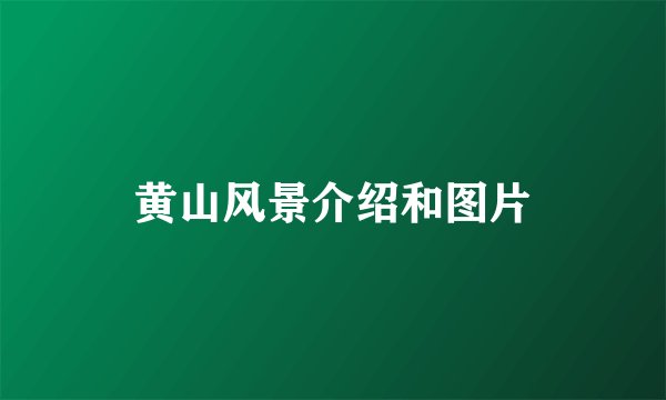 黄山风景介绍和图片