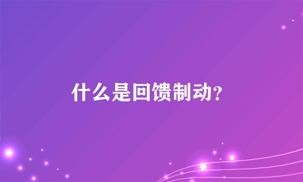 什么是回馈制动？