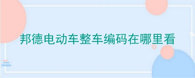 邦德电动车型号怎样查,邦德电动车型号查询