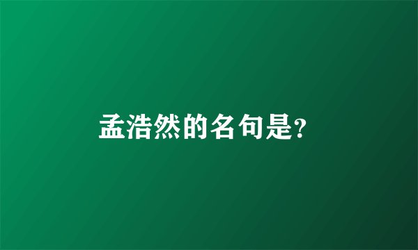孟浩然的名句是？