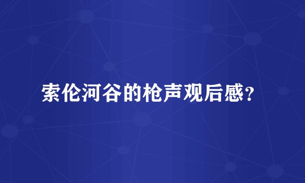 索伦河谷的枪声观后感？