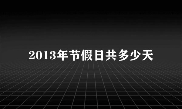 2013年节假日共多少天
