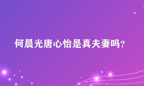何晨光唐心怡是真夫妻吗？
