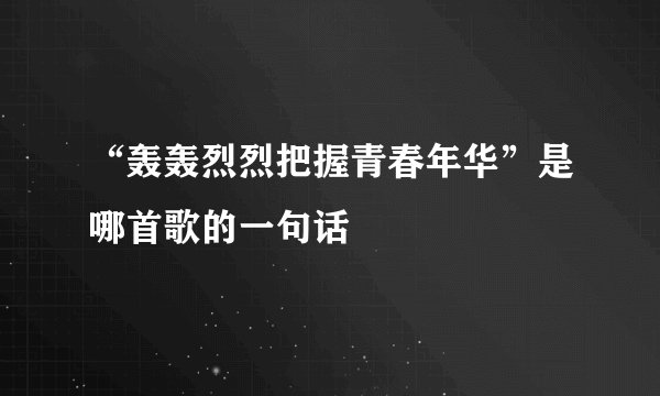 “轰轰烈烈把握青春年华”是哪首歌的一句话