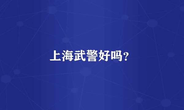 上海武警好吗？
