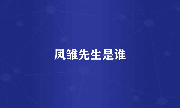 凤雏先生是谁