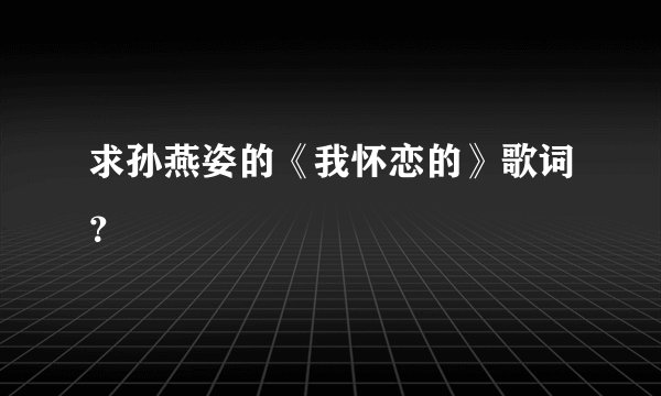 求孙燕姿的《我怀恋的》歌词？