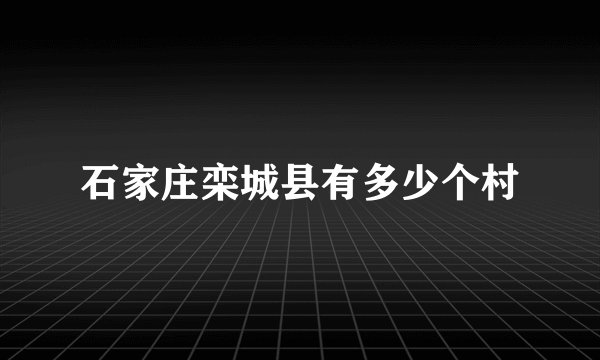 石家庄栾城县有多少个村