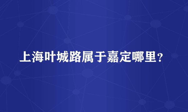 上海叶城路属于嘉定哪里？