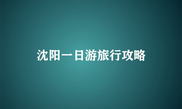沈阳一日游旅行攻略