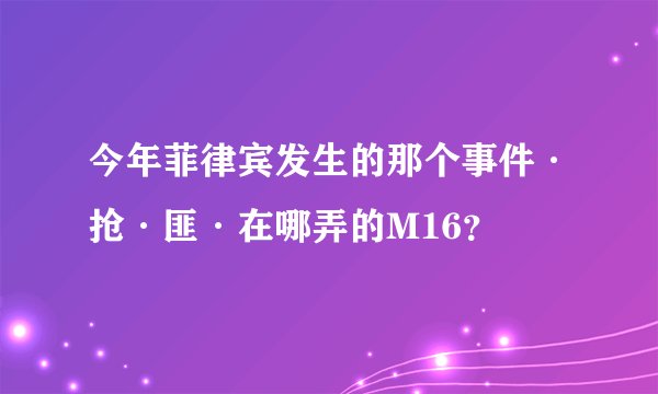今年菲律宾发生的那个事件·抢·匪·在哪弄的M16？