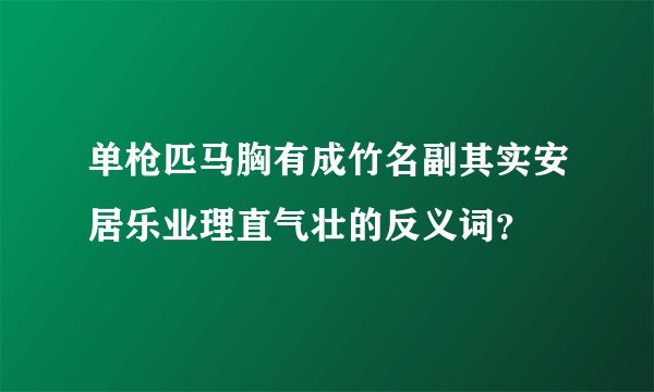 单枪匹马胸有成竹名副其实安居乐业理直气壮的反义词？