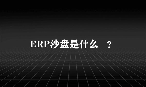 ERP沙盘是什么   ？