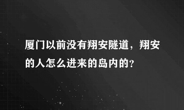 厦门以前没有翔安隧道，翔安的人怎么进来的岛内的？