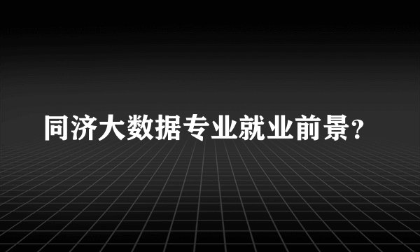 同济大数据专业就业前景？