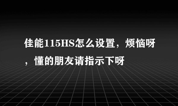佳能115HS怎么设置，烦恼呀，懂的朋友请指示下呀
