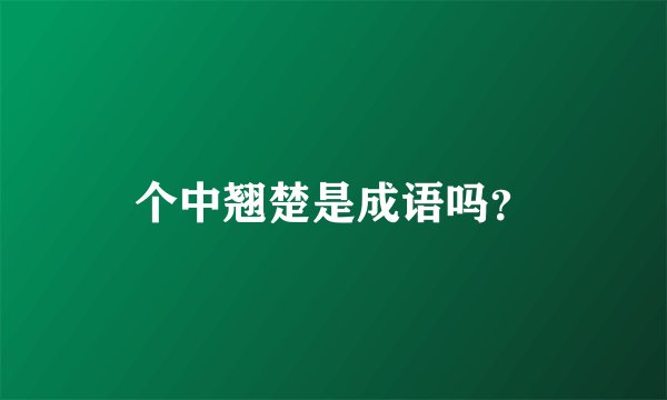 个中翘楚是成语吗？