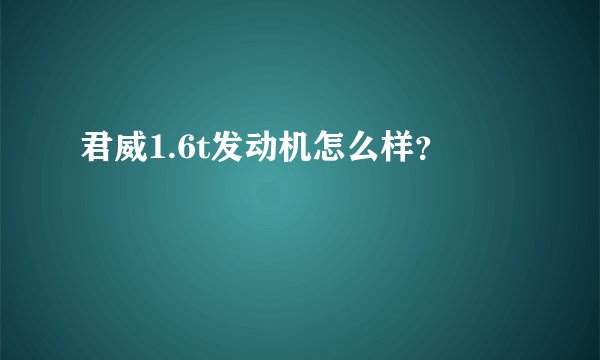 君威1.6t发动机怎么样？