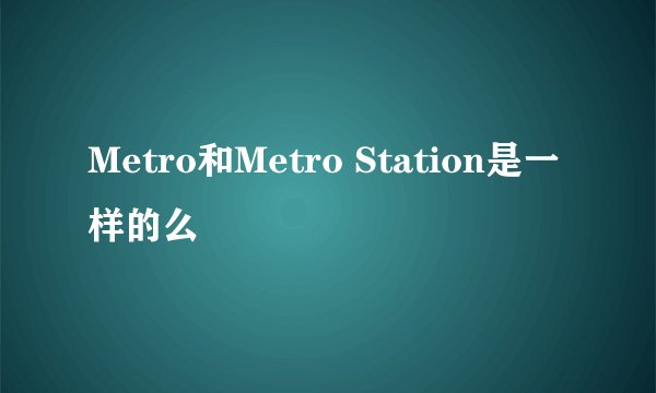 Metro和Metro Station是一样的么