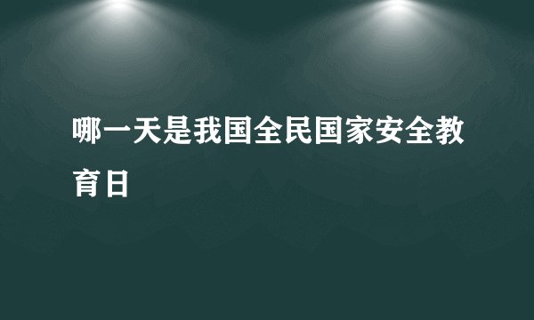 哪一天是我国全民国家安全教育日